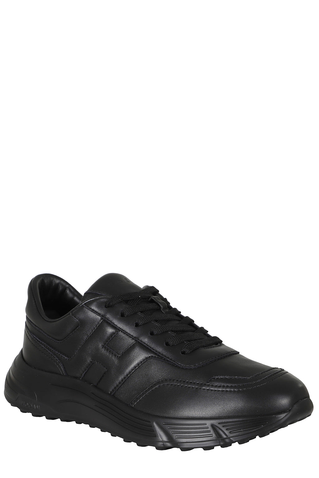 Black Hyperlight Smooth Leather Rubber Sole Leather Sneakers