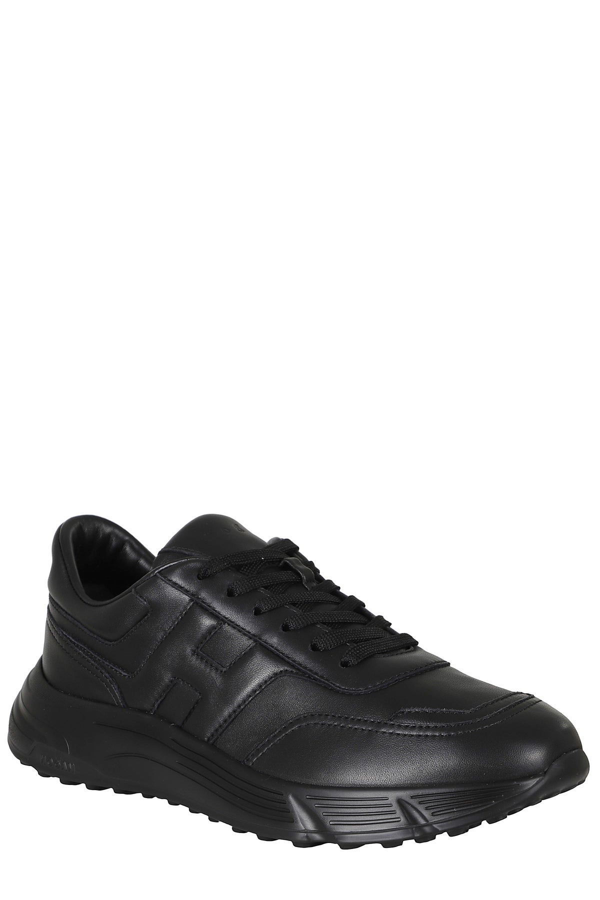 Black Hyperlight Smooth Leather Rubber Sole Leather Sneakers