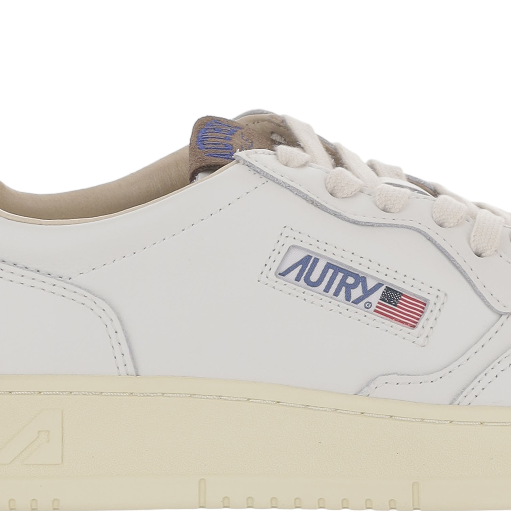Low-Top Leather Sneakers With Suede Heel Tab And Logo Details
