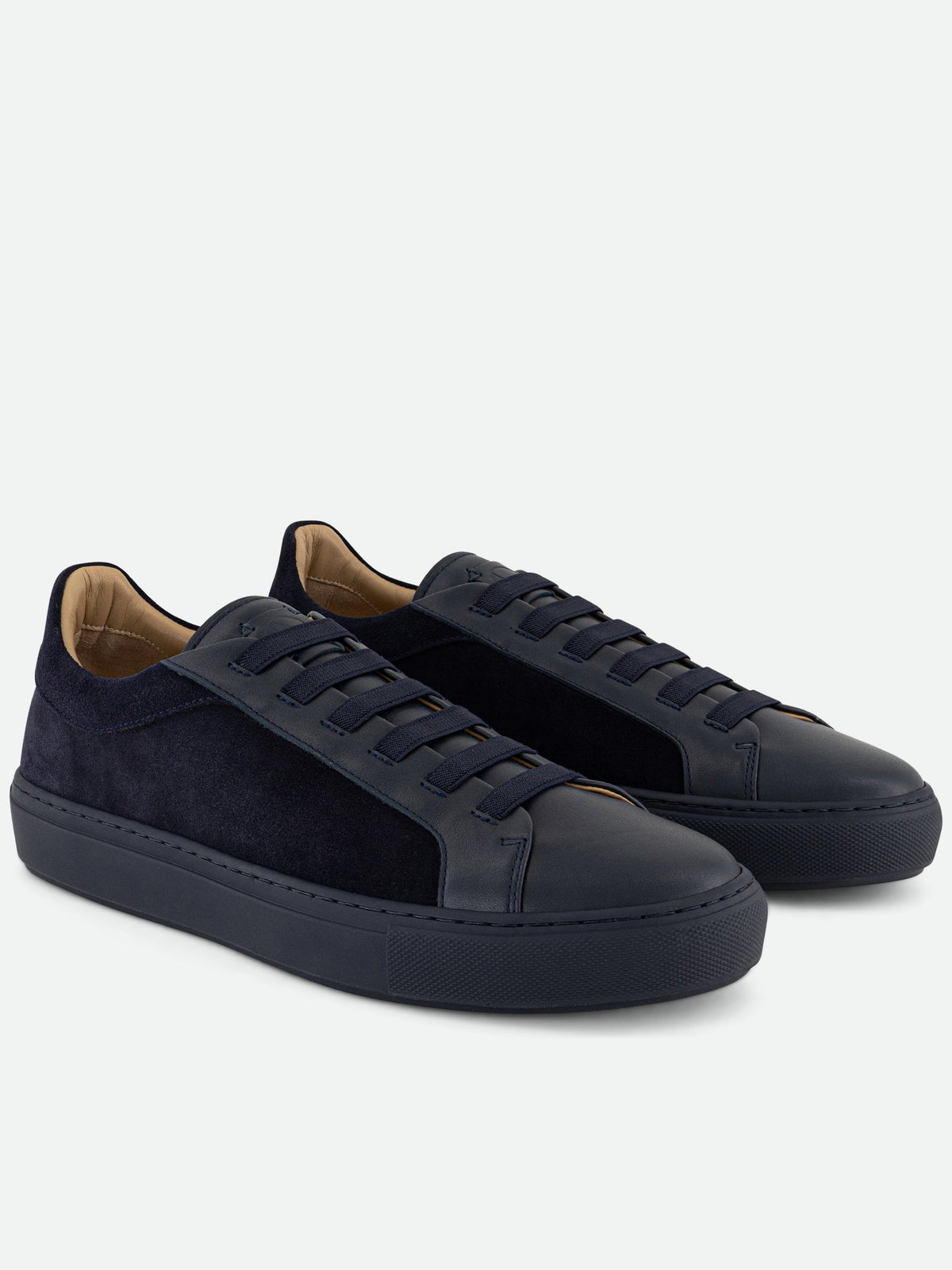 Low-Top Sneakers with Suede Side Panels and Rubber Sole