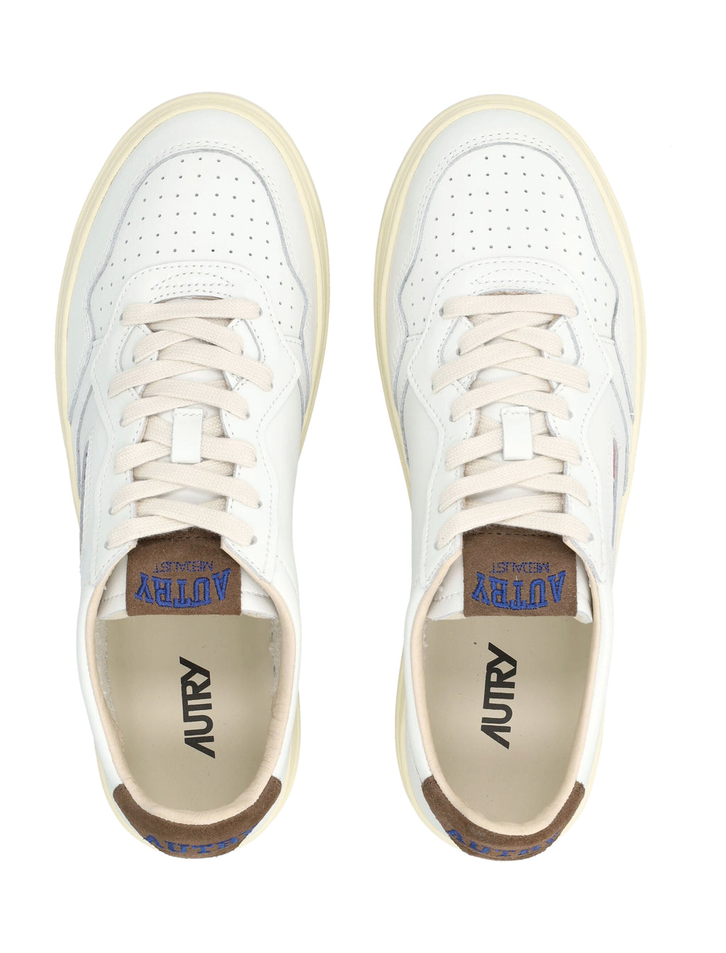 Low-Top Sneakers With Perforated White Leather Upper