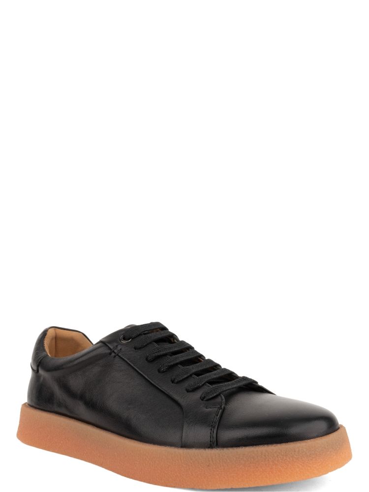 Black Leisure Minimalist Leather Sneakers
