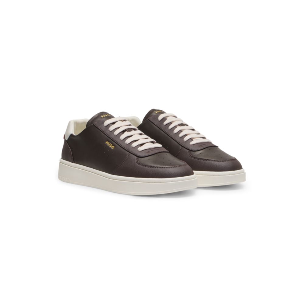 Leather sneakers with gold-tone logo