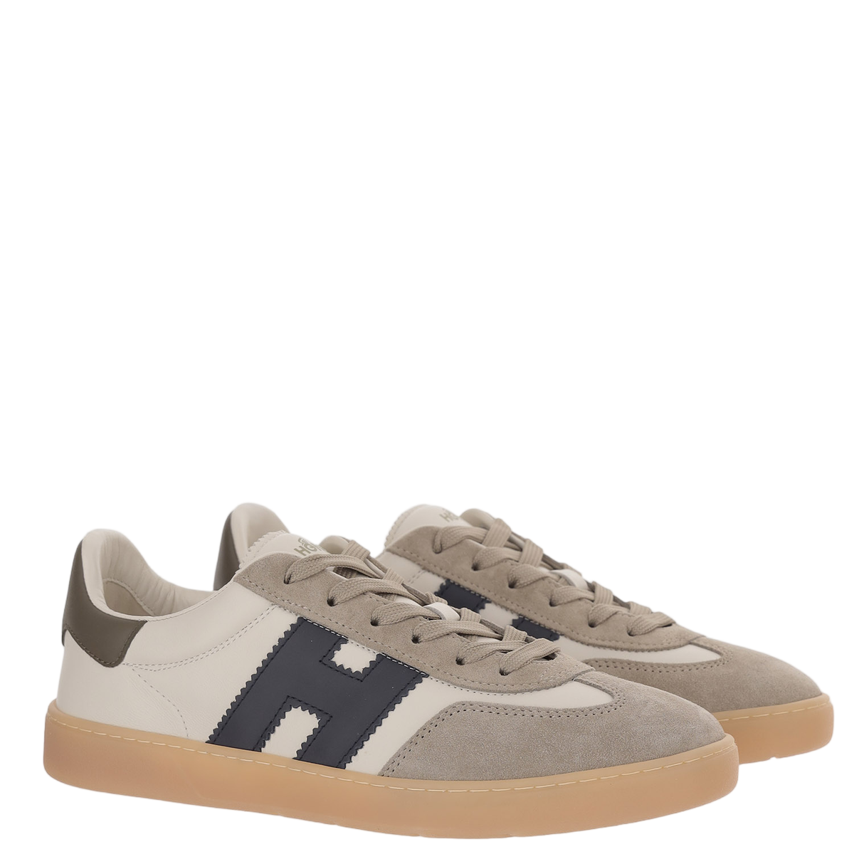 Low-Top Leather Sneakers With Suede Inserts And Memory Foam Insole