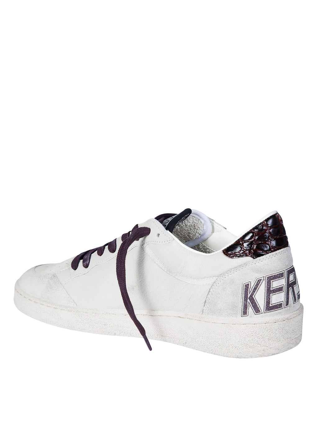 Ball Star Low-Top Distressed White Leather Sneakers