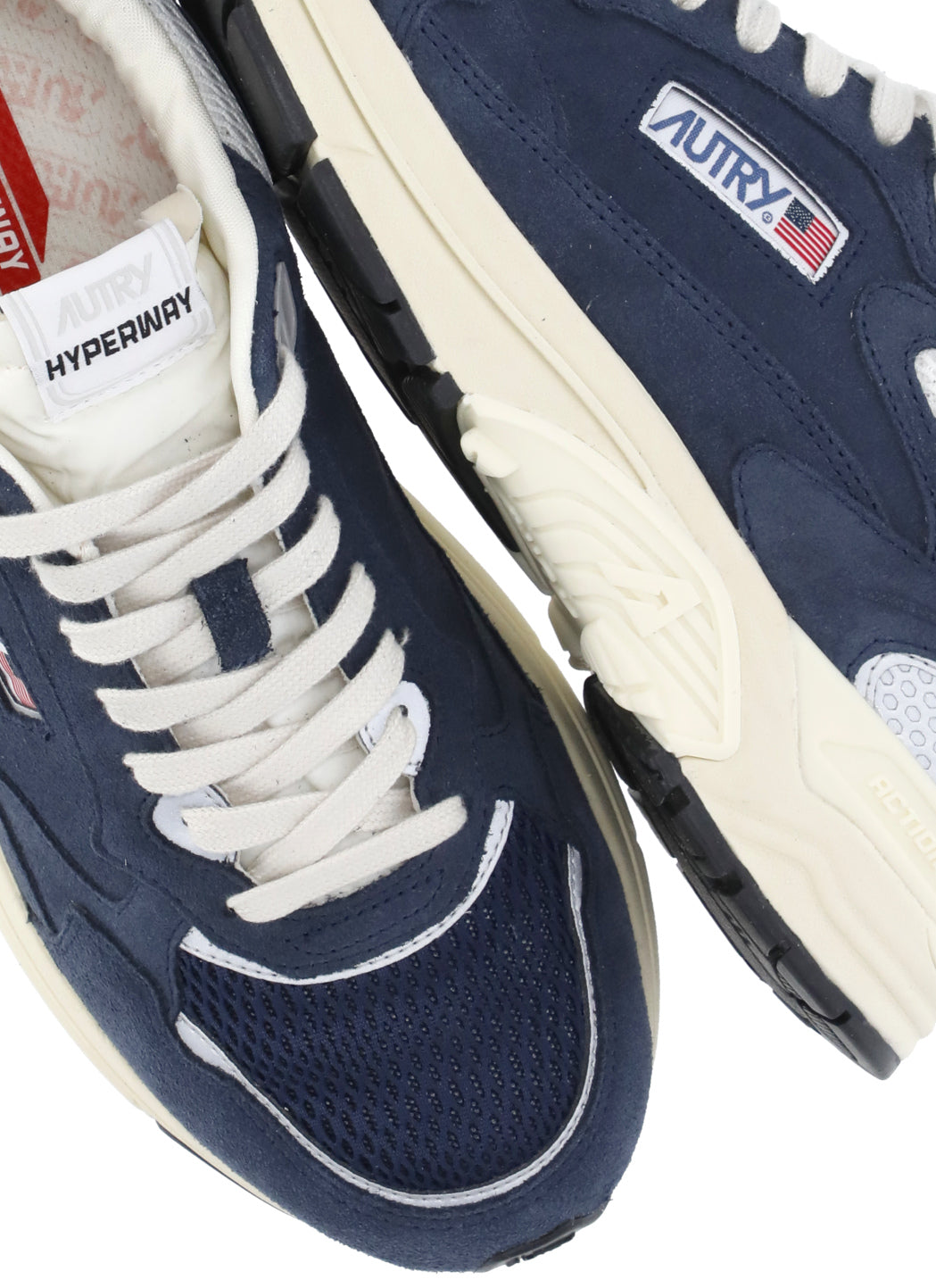 Blue Pebbled Leather Contrasting Details Low-Top Sneakers