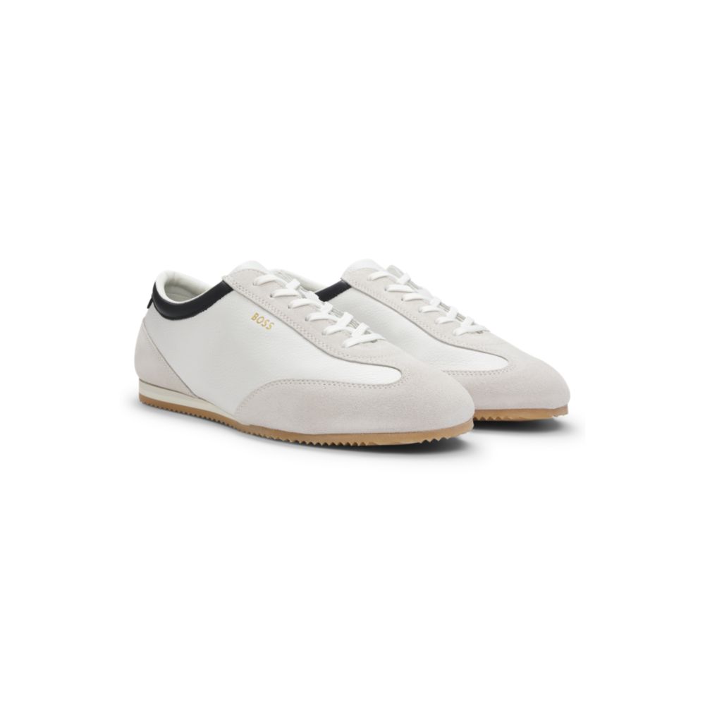 Leather sneakers with suede trims