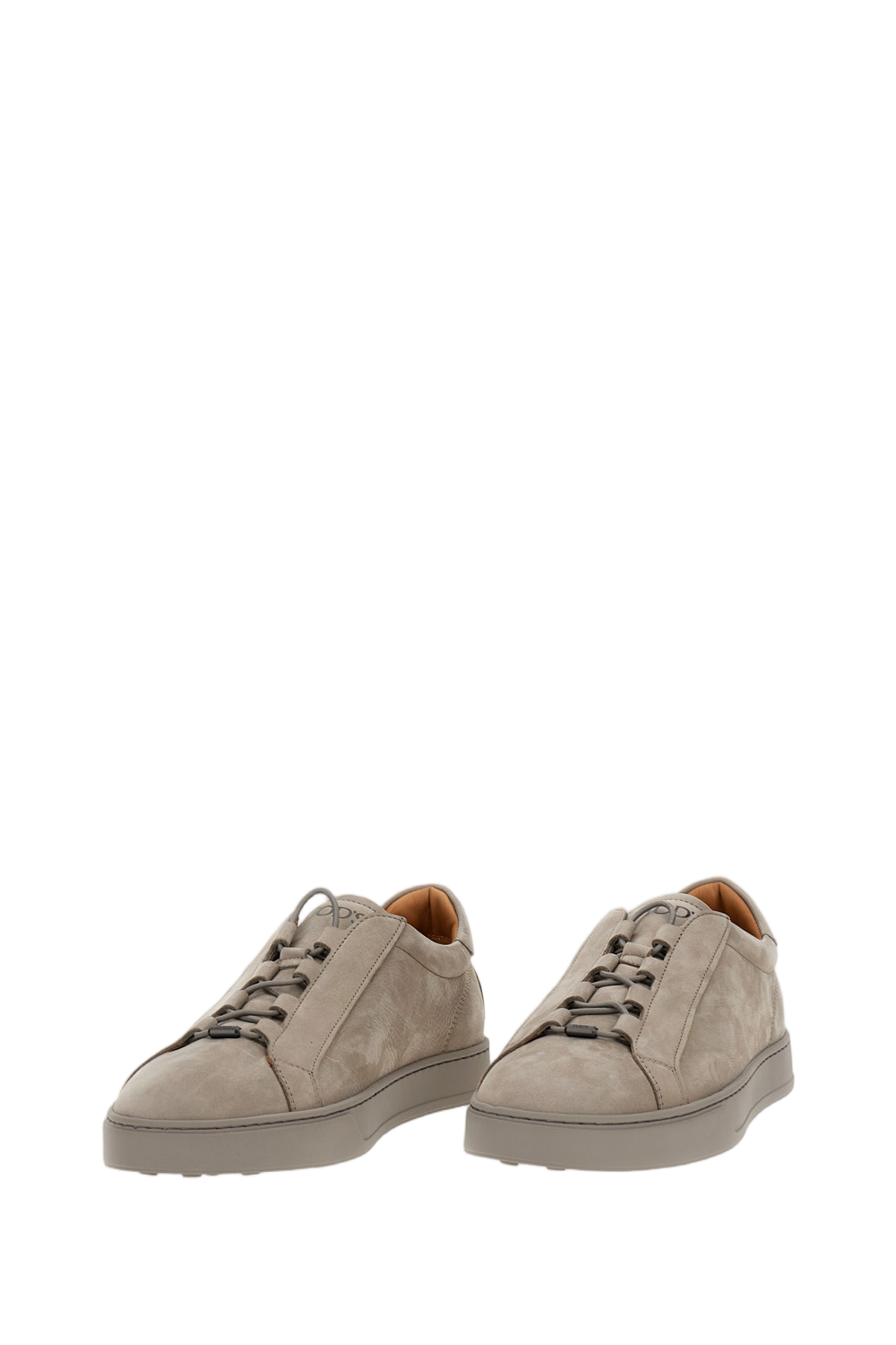 Beige Nabuk Velvet Calfskin Nubuck Sneakers