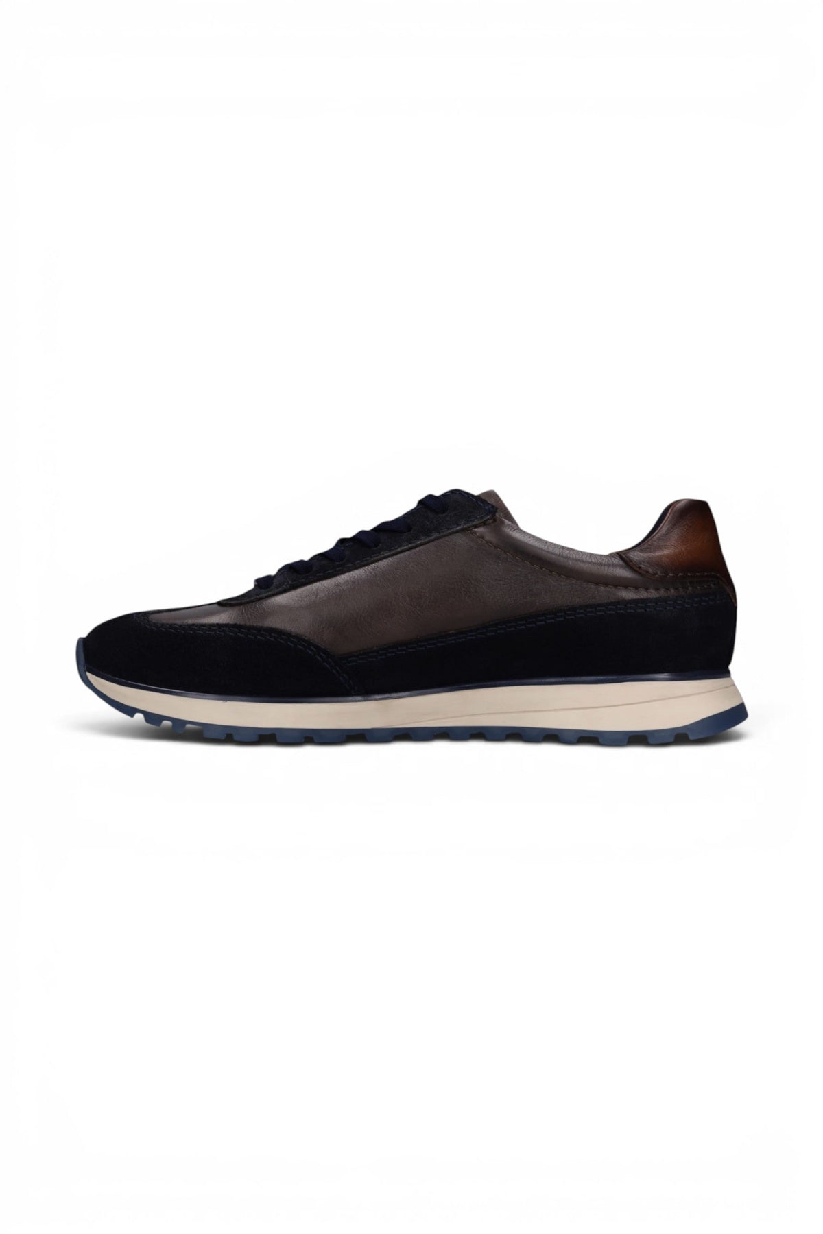 Bugatti Men's Navy Blue Leather Lace-Up Trainer Sneaker Shoes - Timon