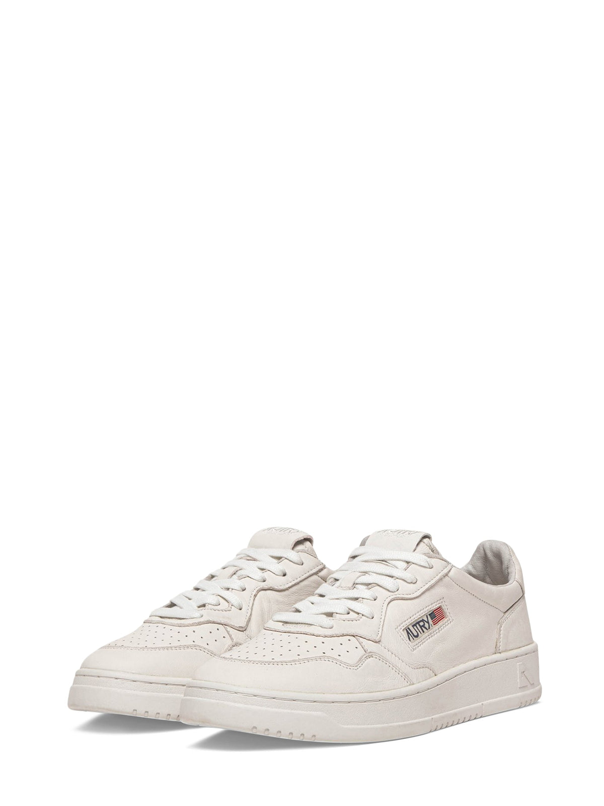 Low-Top Goat Leather Sneakers with Perforated Detailing
