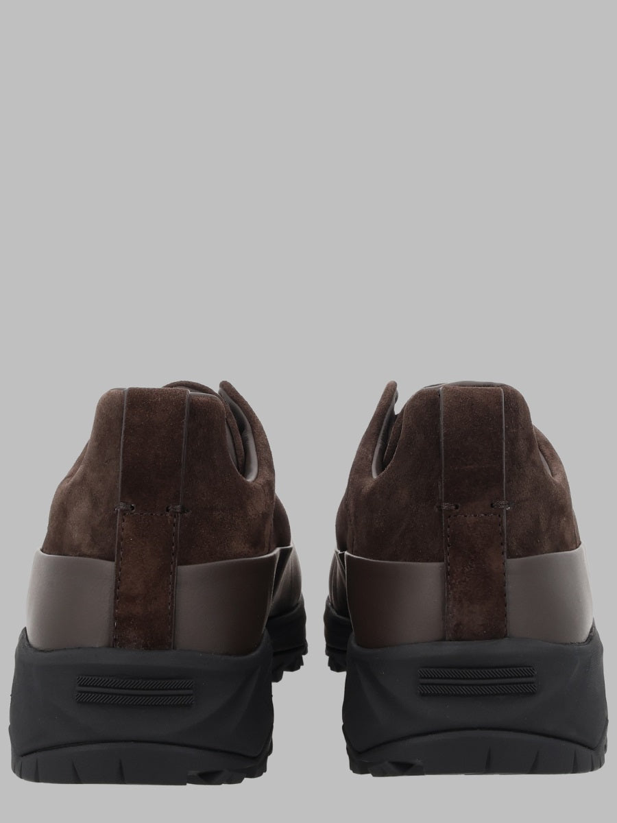 Brown Calf-Cow Leather Low-Top Sneakers