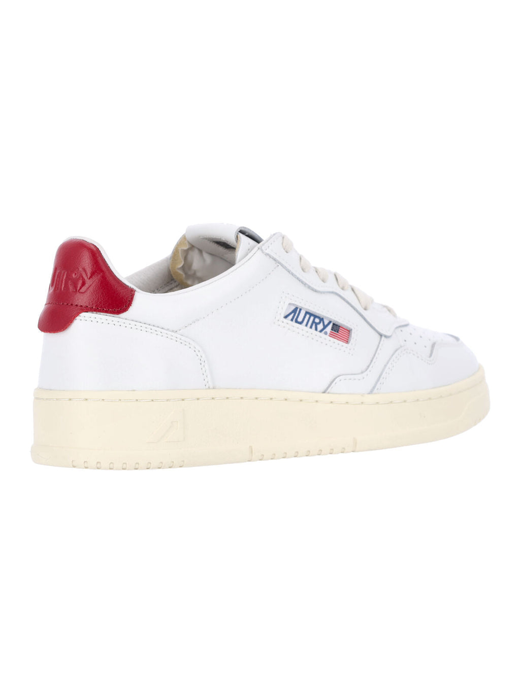 Low-Top White Leather Sneakers with Perforated Detailing