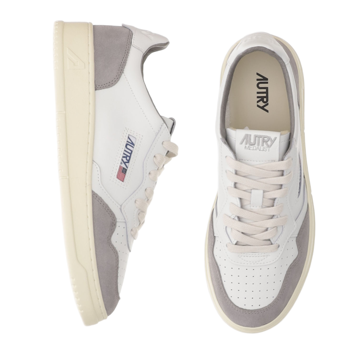 Low-Top Leather Sneakers with Suede Inserts and Logo Details