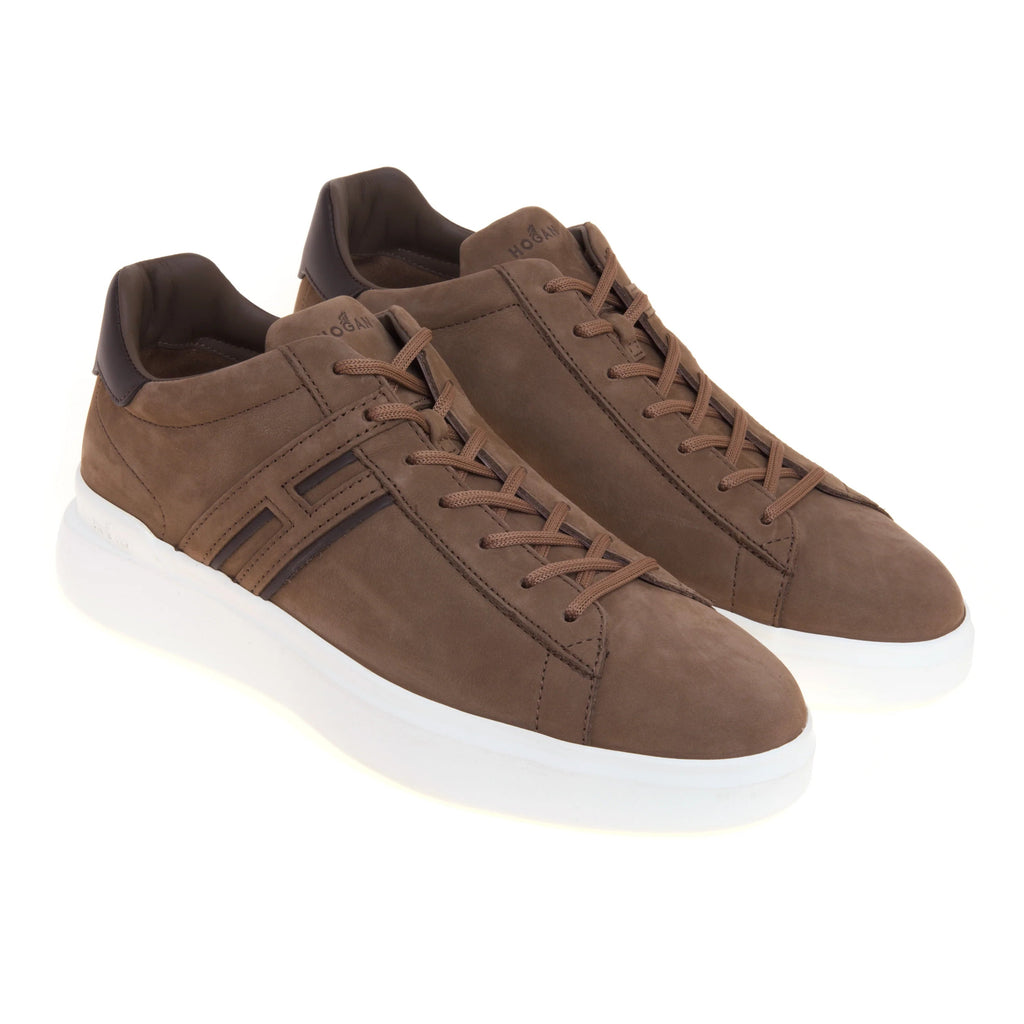 Brown Contrasting Detail Low-Top Sneakers