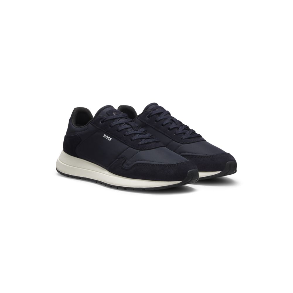 Lace-up sneakers in lightweight fabric with suede trims