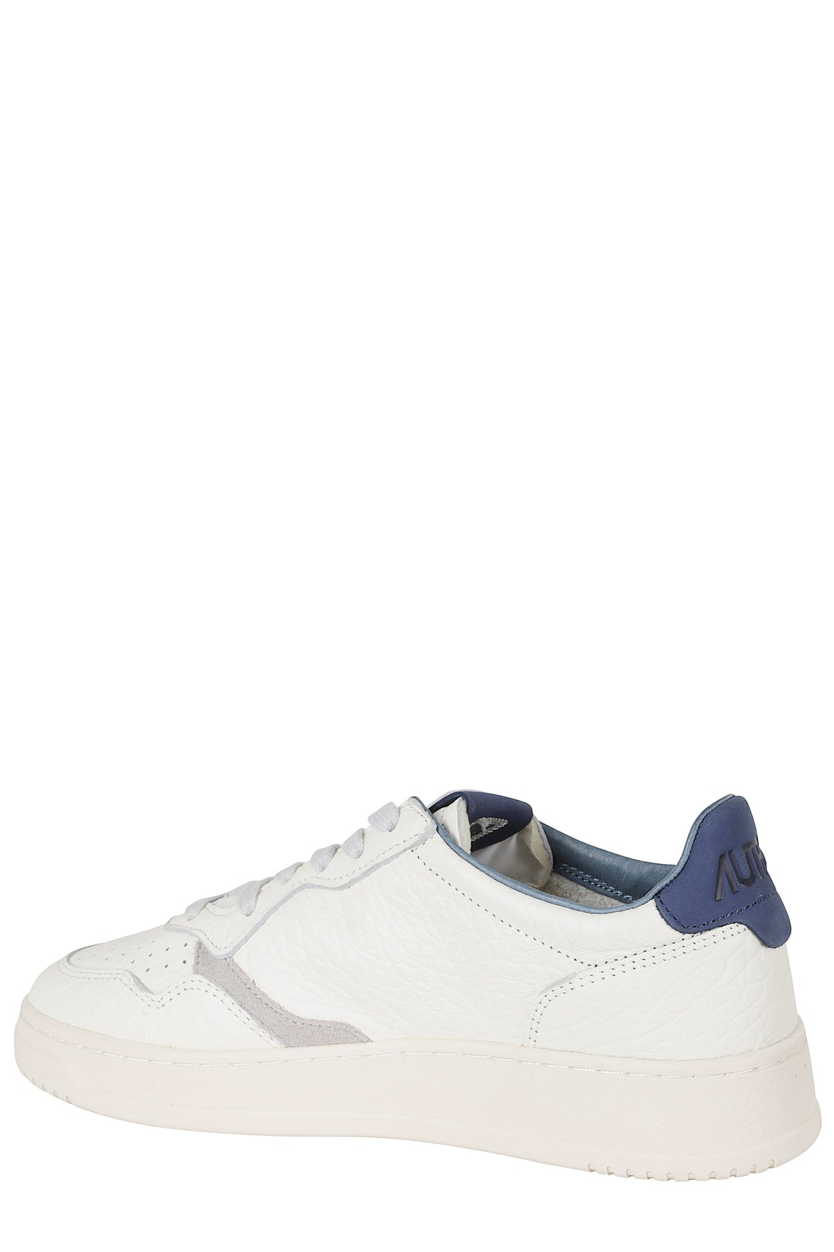Cream Blue Medalist Low Leather Sneakers