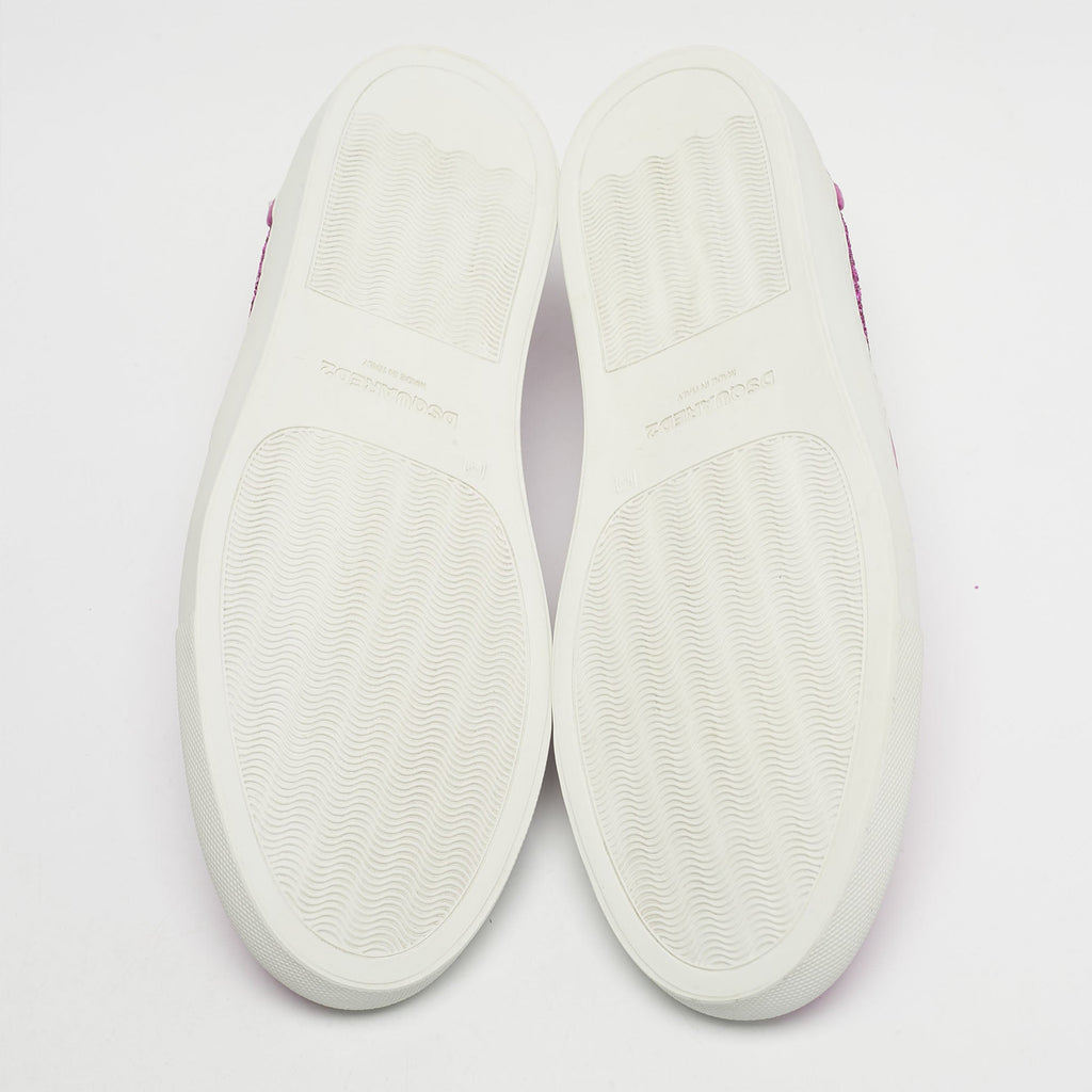 Dsquared2 Pink Glitter Crystal Embellished Slip On Sneakers