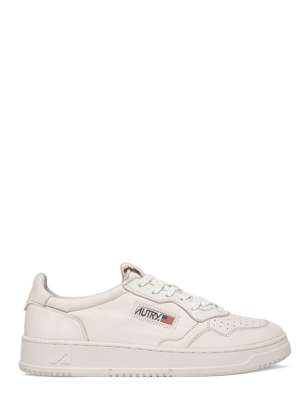 Low-Top Goat Leather Sneakers with Perforated Detailing