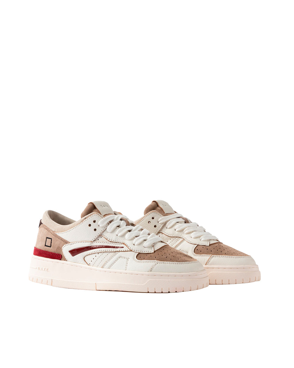 Colorblock Low-Top Sneakers with Perforated Suede and Cotton Laces