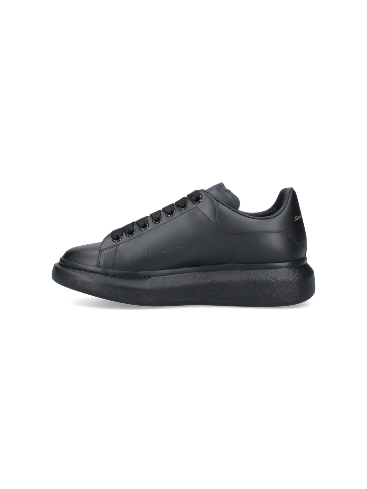 Black Oversized Smooth Leather Platform Sneakers