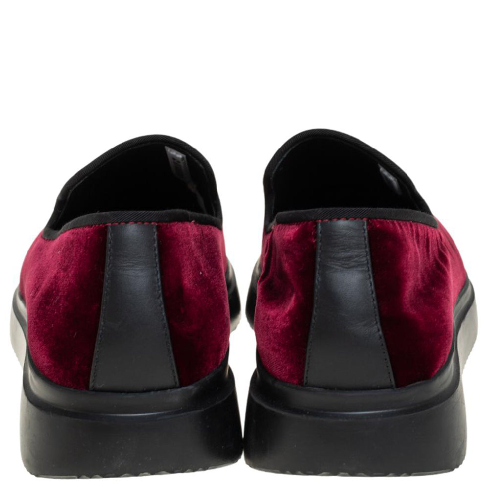 Giuseppe Zanotti Burgundy Velvet Slip On Sneakers