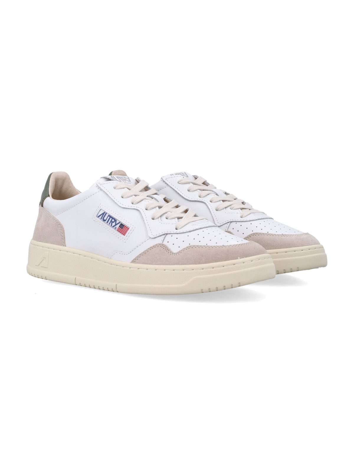 Low-Top Sneakers With Perforated Detailing And Suede Overlays