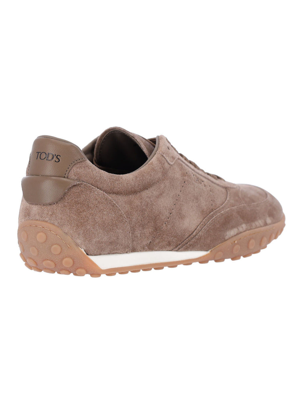 Brown Suede Low-Profile Sneakers with Embossed Logo