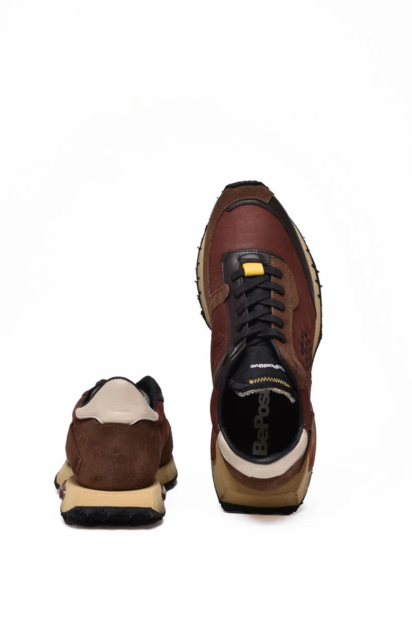 Leather/Polyester Sneakers - Brown/Bordeaux
