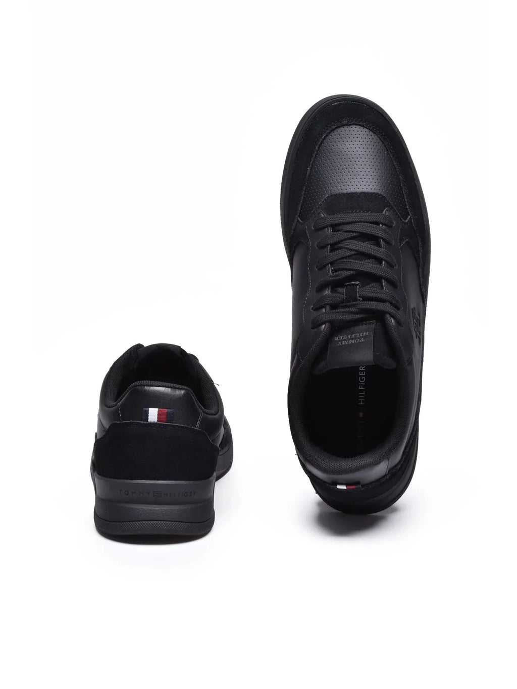 Black Leather Cupsole Sneakers