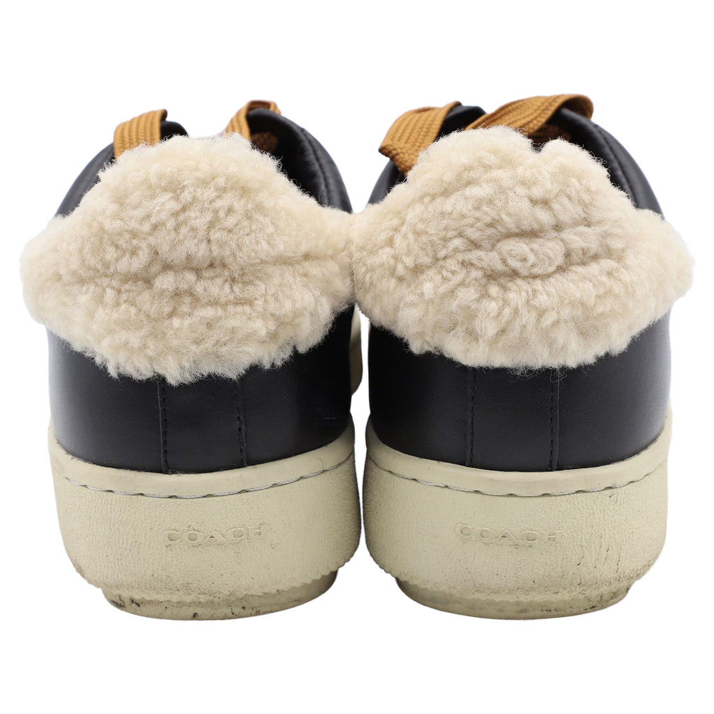 Coach C101 Shearling Sneakers in Black Leather