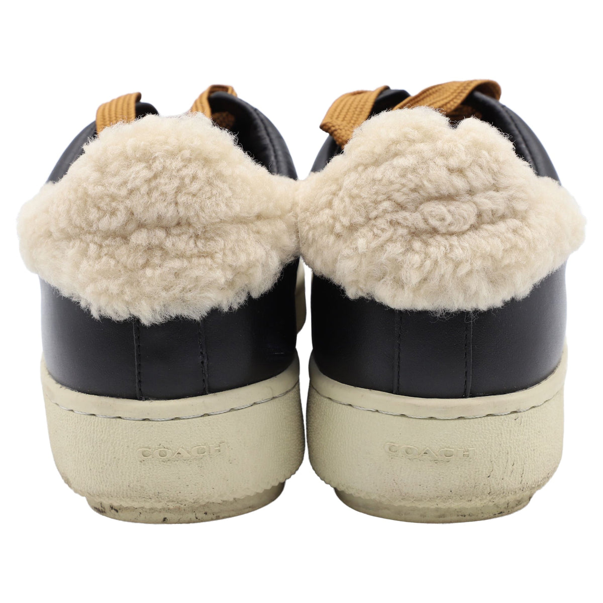 Coach C101 Shearling Sneakers in Black Leather