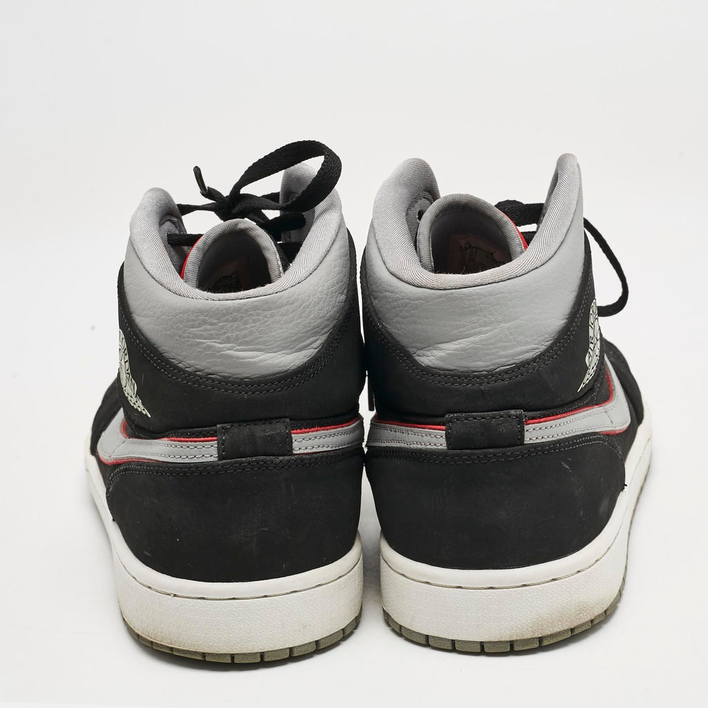 Air Jordans Black/grey Durabuck And Leather Jordan 1 Mid Black Particle Grey Gym Red Sneakers