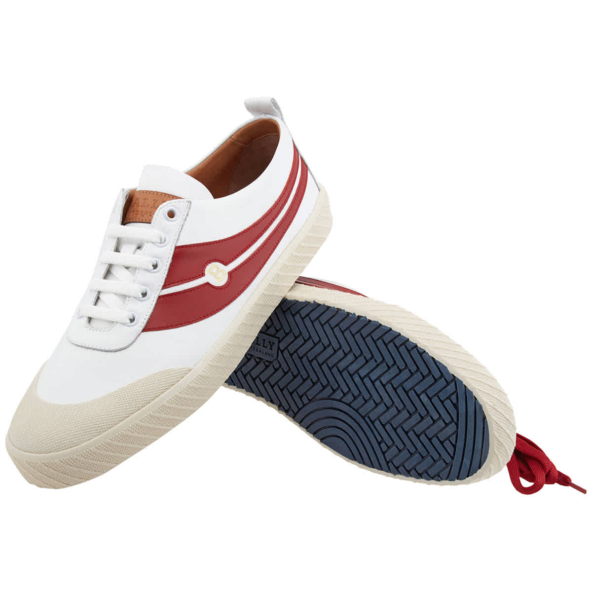 Bally Men's Smake White Leather Low-top Sneakers