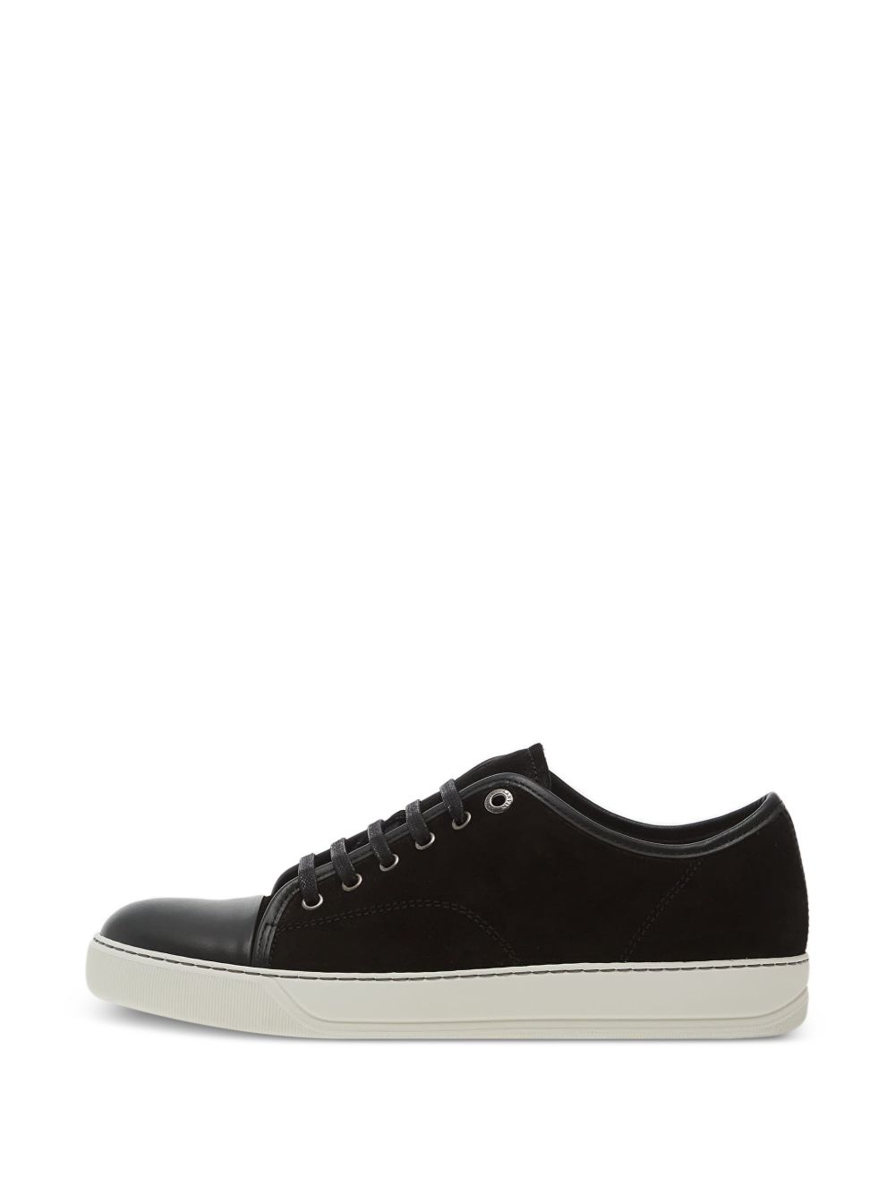 Low-Top Black Suede Sneakers with Smooth Leather Toe Cap