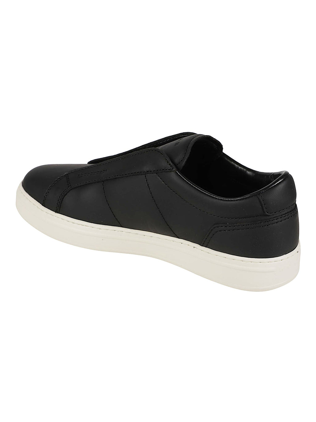 H668 Laceless Black Calf Leather Slip-On Sneakers