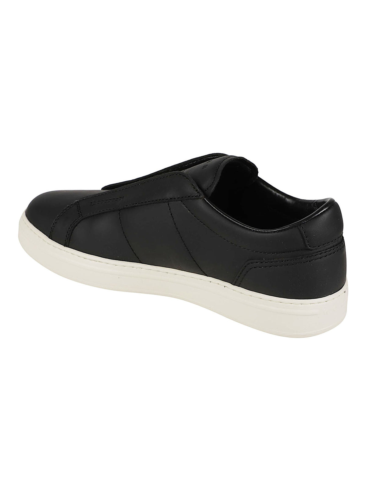 H668 Laceless Black Calf Leather Slip-On Sneakers