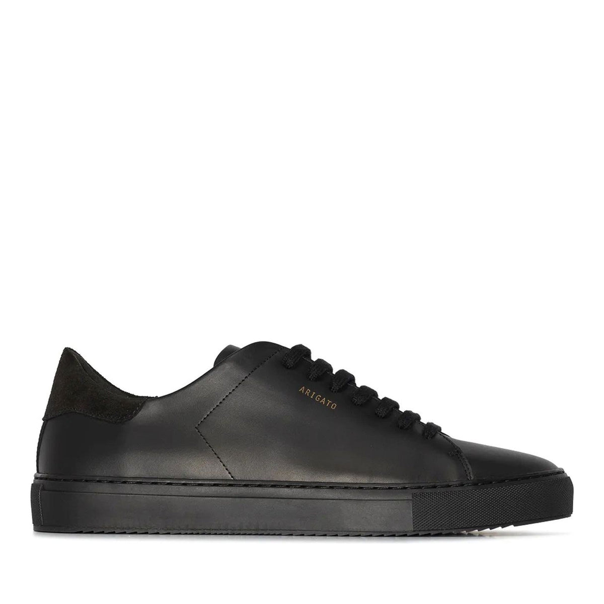 Black Clean 90 Minimalist Textured Heel Leather Sneakers