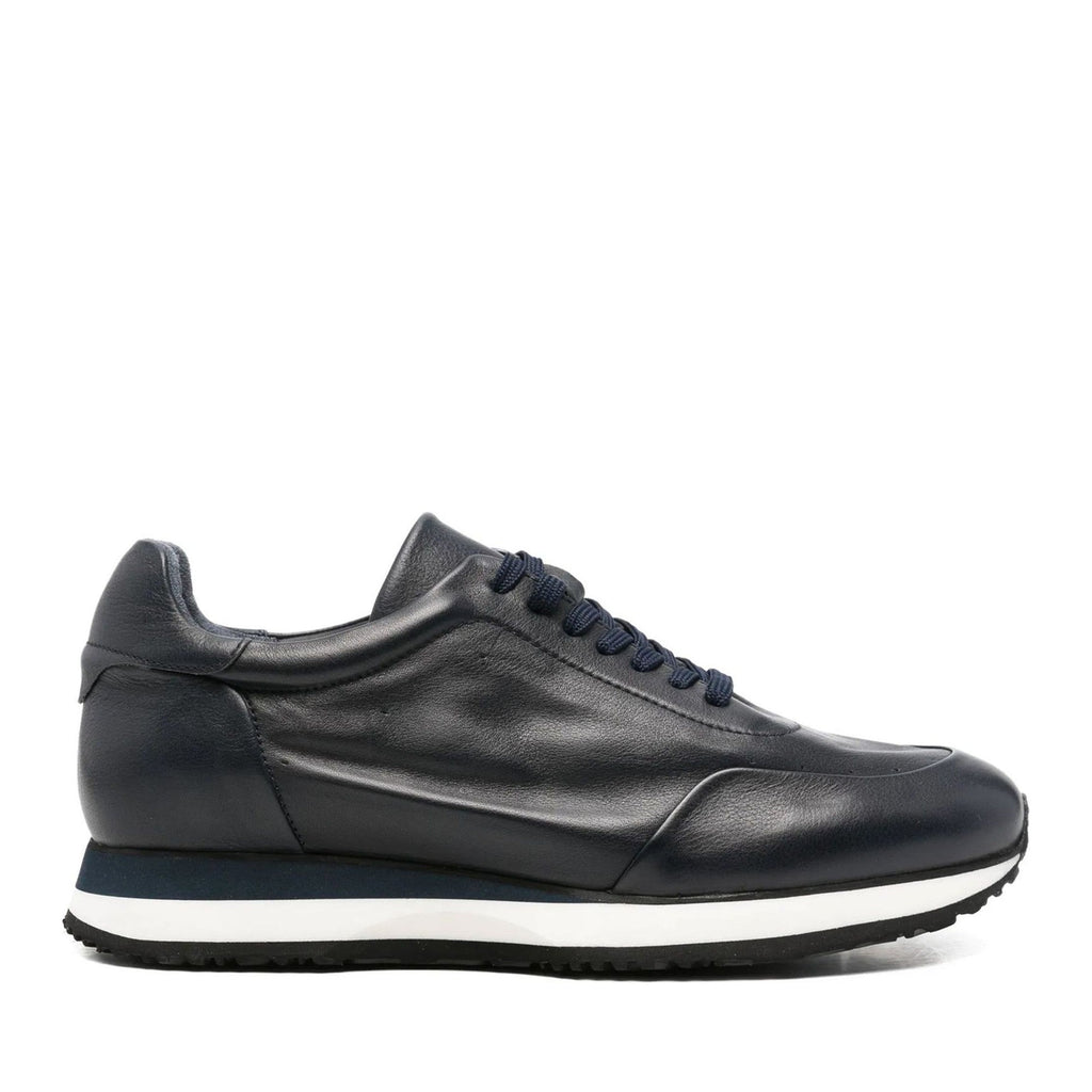 Blue Leather Wedge Sneakers