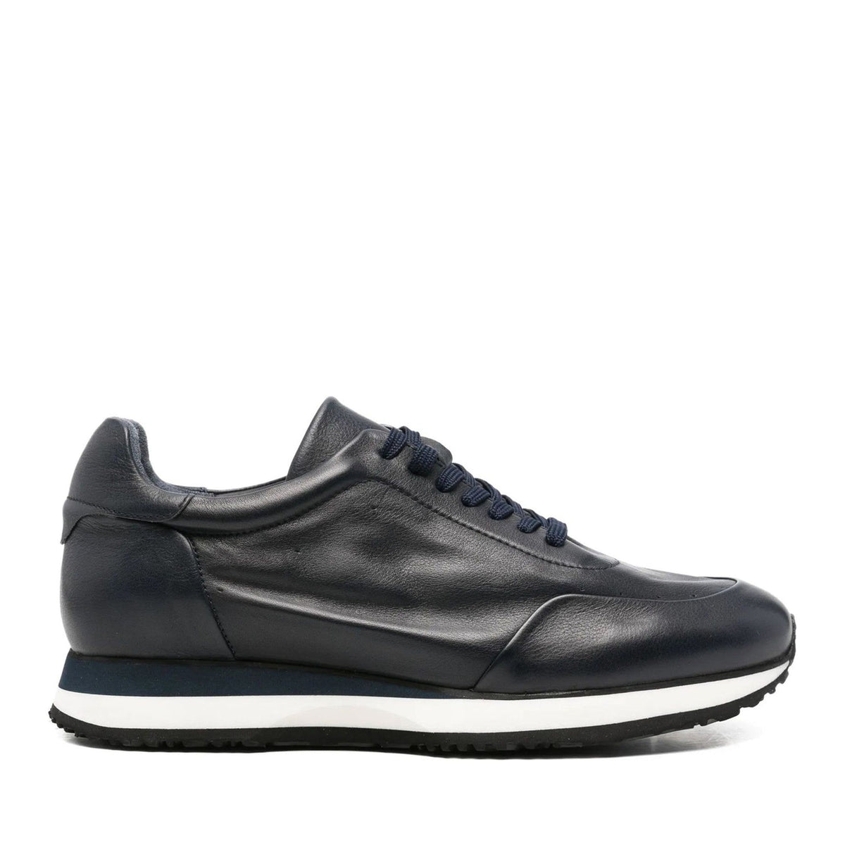 Blue Leather Wedge Sneakers