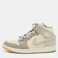 Air Jordans Grey/beige Suede And Canvas Jordan 1 Mid Se Coconut Milk Particle Grey Sneakers
