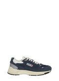 Blue Pebbled Leather Contrasting Details Low-Top Sneakers