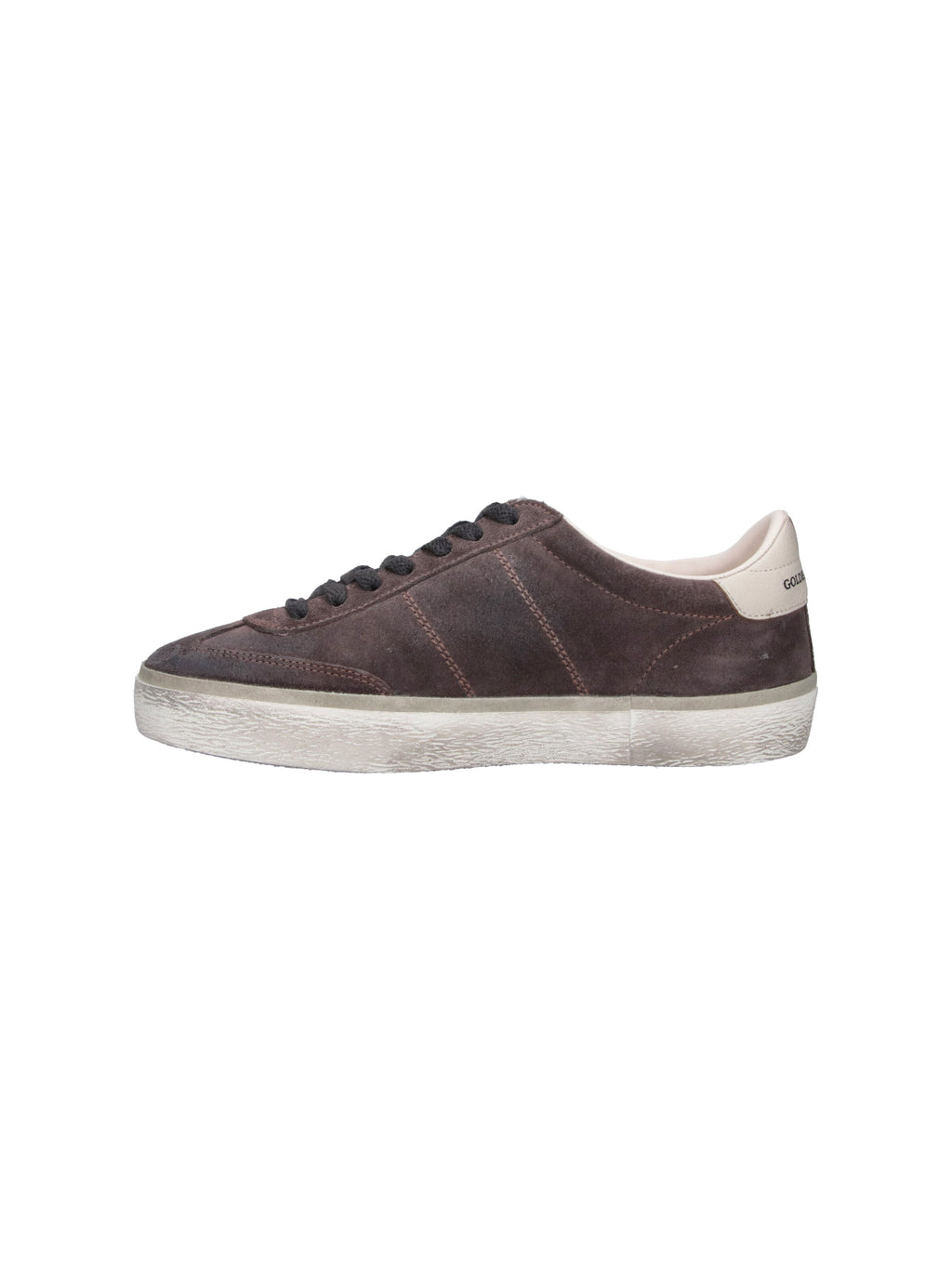 Low-Top Vintage Brown Suede Sneakers with Gold Accents