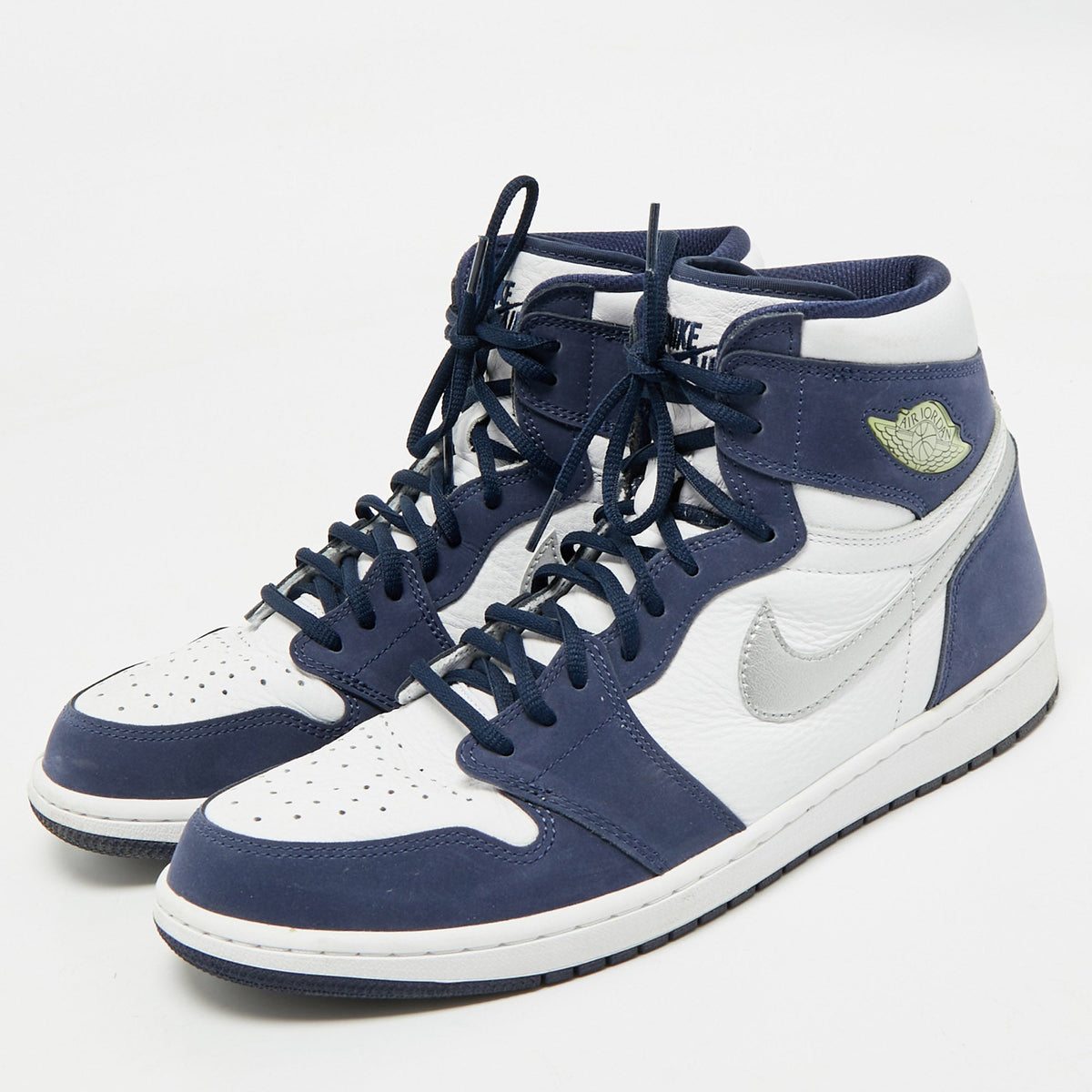 Air Jordans Navy Blue/white Suede And Leather Jordan 1 Retro High Co.jp Midnight Navy Sneakers