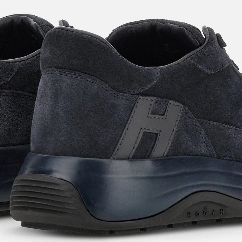 H719 Allacciato H Blue Calfskin Suede Sneakers