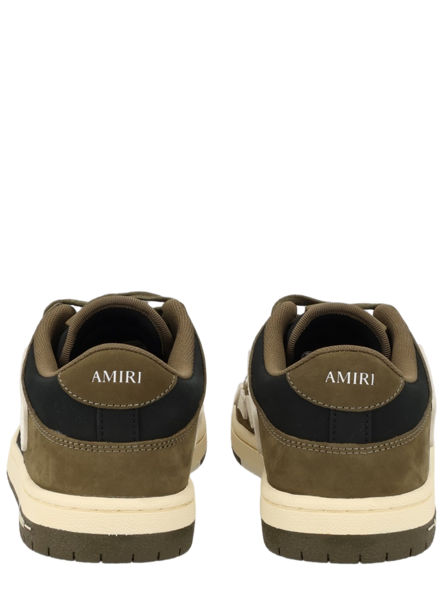 Low-top Sneakers with Textured Leather Panels and Contrasting Accents