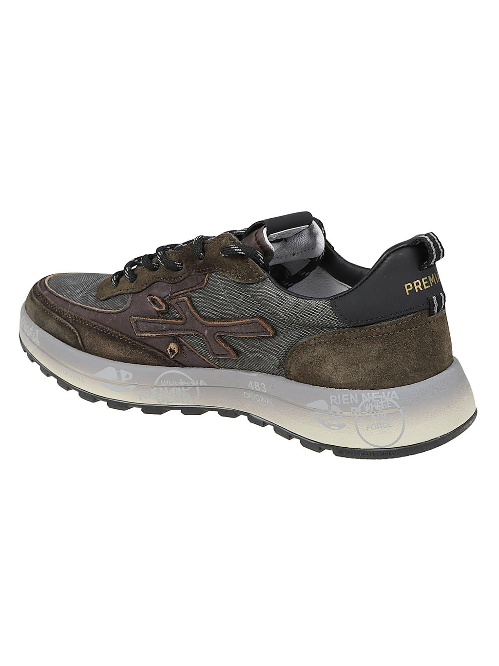 Brown Nous Layered Calfskin Sneakers