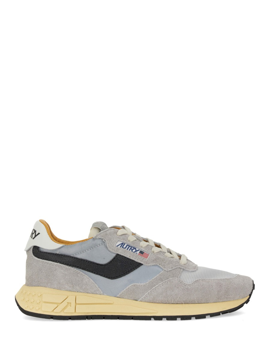 Layered Nylon and Cow Leather Sneaker with Textured Sole