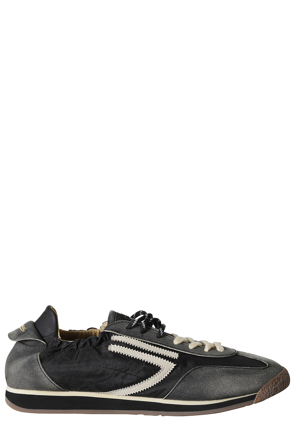Black 6.02 Panther Leather Accents Nylon Rubber Sneakers