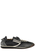 Black 6.02 Panther Leather Accents Nylon Rubber Sneakers