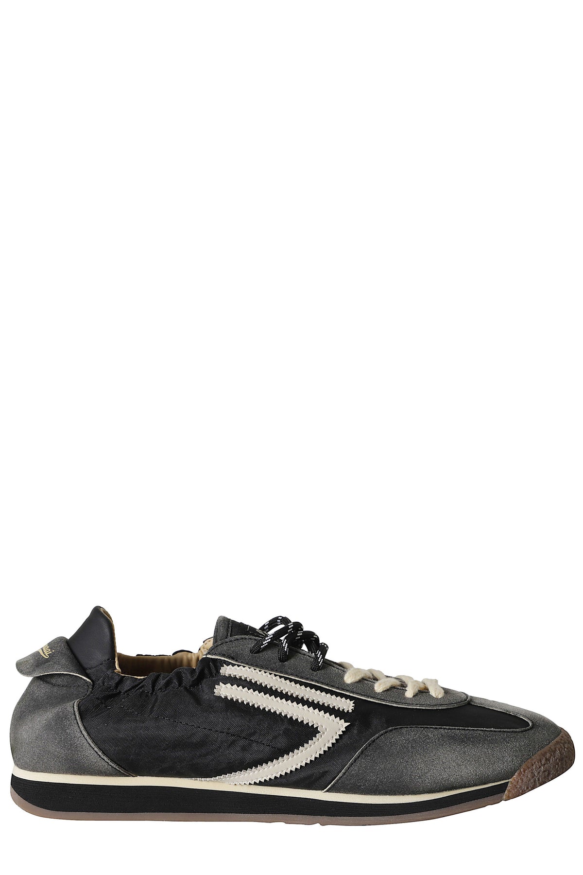 Black 6.02 Panther Leather Accents Nylon Rubber Sneakers